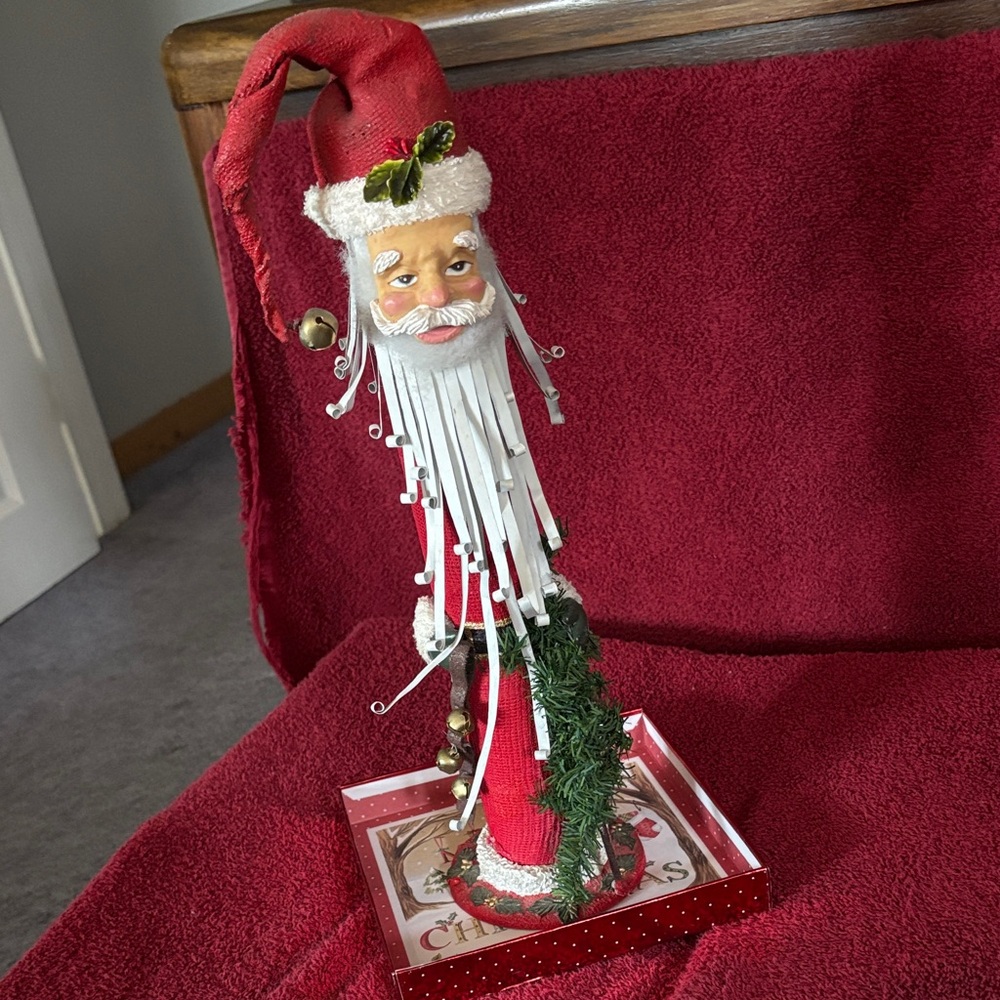 Vintage hand made wooden Santa !!